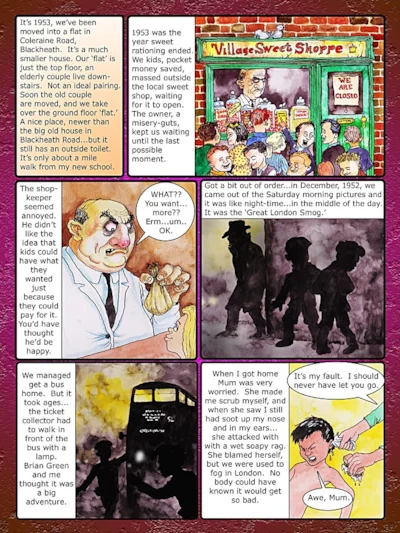 Page 11-Growing up in London project.   Mixed media.